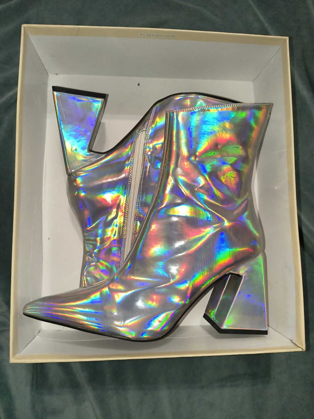 Public Desire Holographic Iridescent Ankle Boots